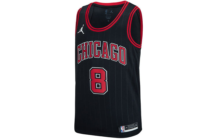 Air Jordan NBA Sports Basketball Jersey SW Fan Edition 20 Season Chicago Bulls Zach LaVine No. 8 Black CV9472-010