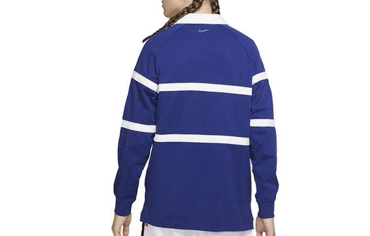 Men's Nike Alphabet Embroidered Rugby Blue Polo Shirt CV0169-455