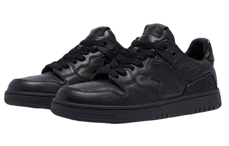(WMNS) A BATHING APE Sk8 Leather Low 'Black' 1I70-291-010-BLCK