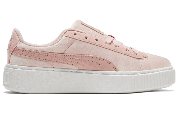 (WMNS) PUMA Platform Velvet Pink/White Low Casual Board Shoes 373935-02
