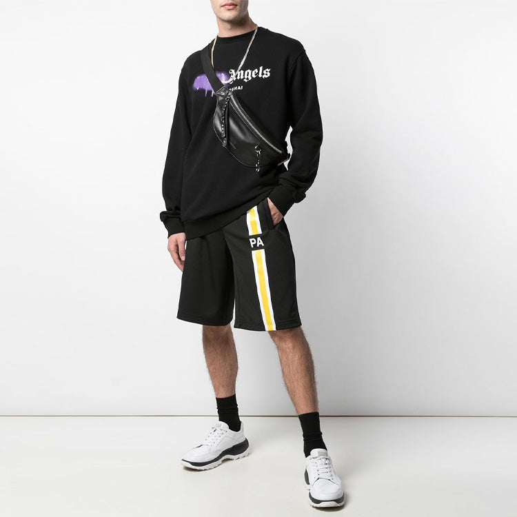 Men's PALM ANGELS Purple Alphabet Logo Printing Black PMBA001S206360581095