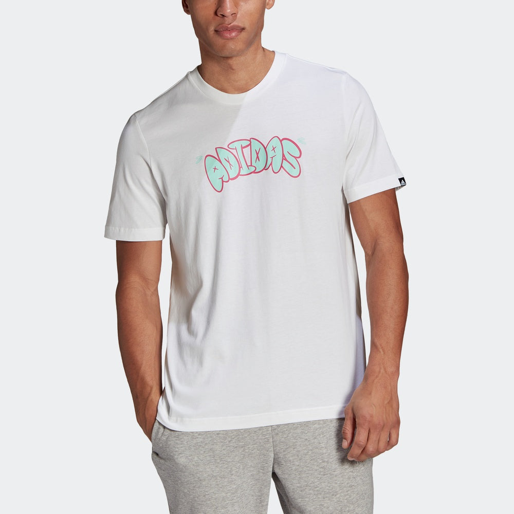 Men's adidas Printing Training Sports Short Sleeve White T-Shirt GL3710