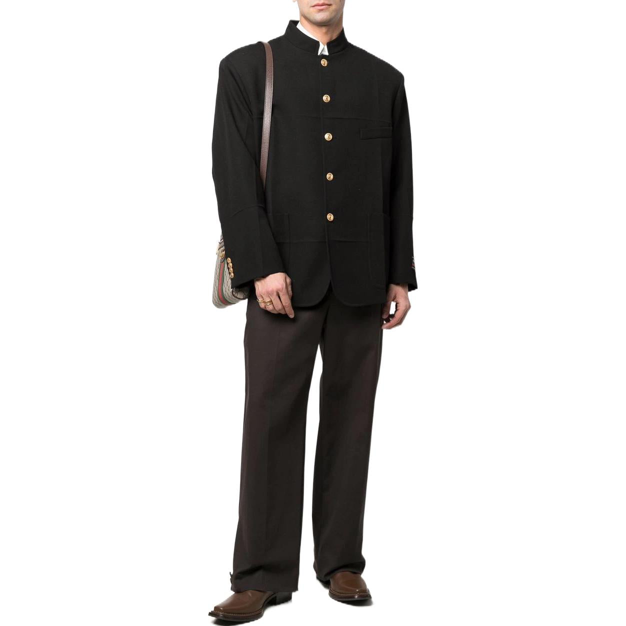 Gucci Woolen Single-Breasted Blazer 'Black' 683286-ZAHIE-1000