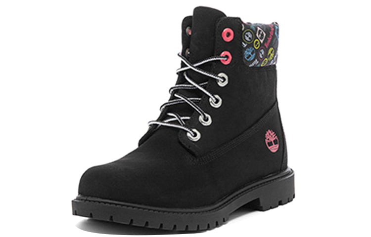 (WMNS) Timberland Heritage 6 Inch Waterproof Boots 'Black Nubuck with Colorful Logos' A5M24001