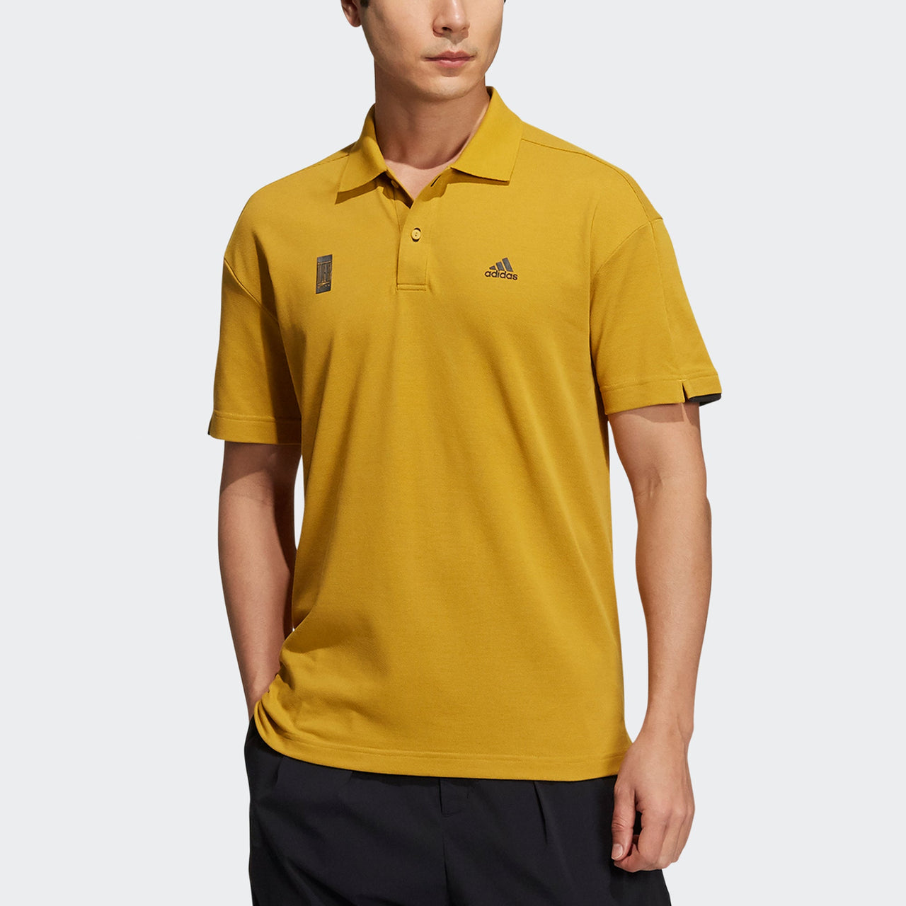 Men's adidas Wj Polo Martial Arts Series Logo Printing Solid Color Sports Short Sleeve Gold Color Polo Shirt H39321