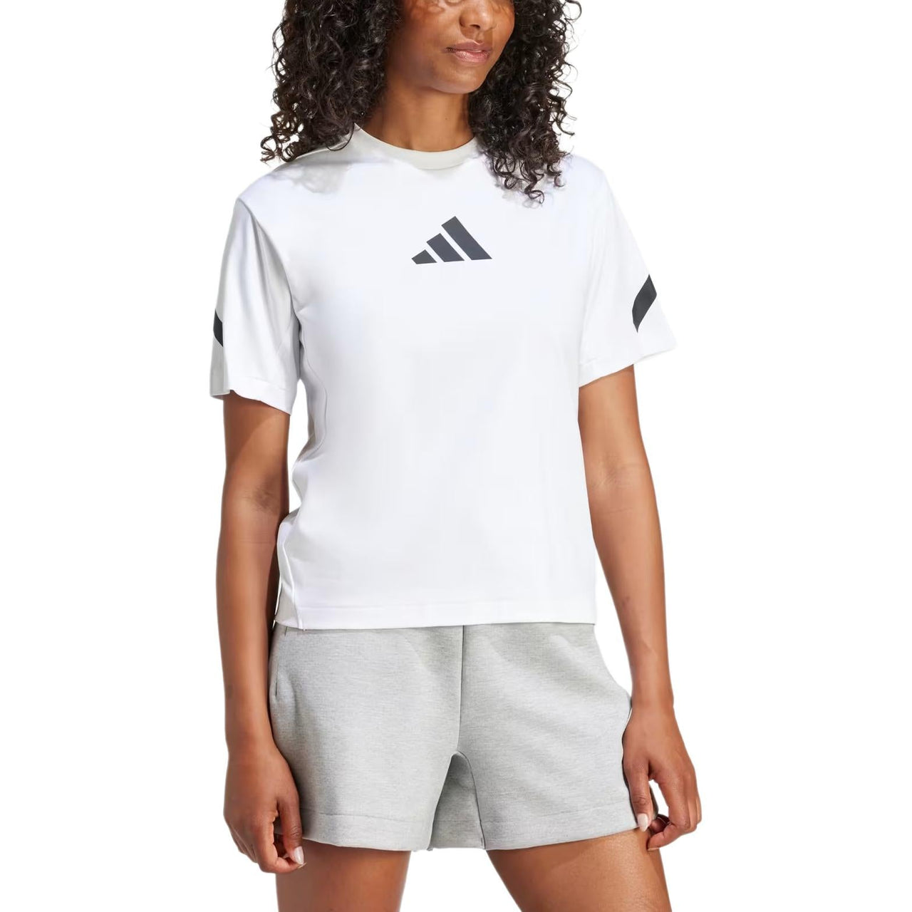 (WMNS) adidas Z.N.E. T-Shirt Asia Sizing 'White Black' JE7857