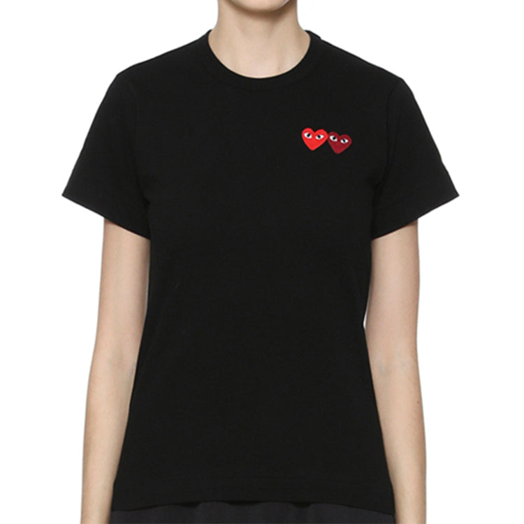 (WMNS) COMME des GARCONS PLAY Double Hearts Logo Tee 'Black' AZ-T225-051-3-1