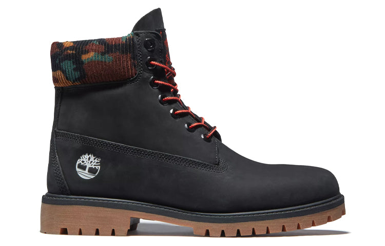 Timberland 6 Inch Premium Boot 'Black Nubuck with Camouflage Collar' A2KC3001