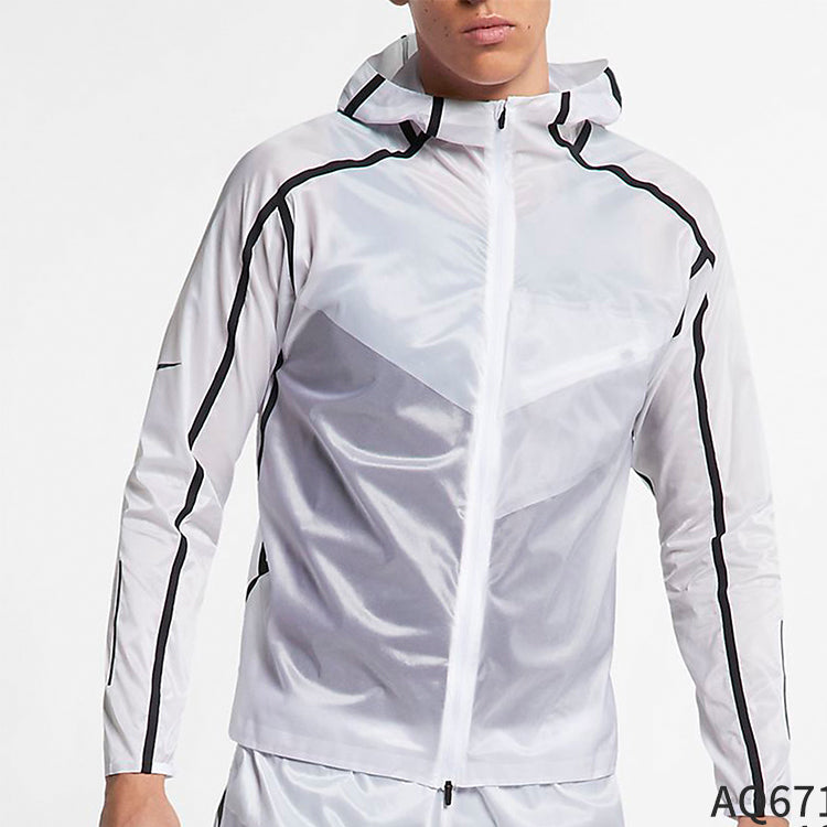 Men's Nike Colorblock Running Training Windbreaker Jacket White AQ6713-100