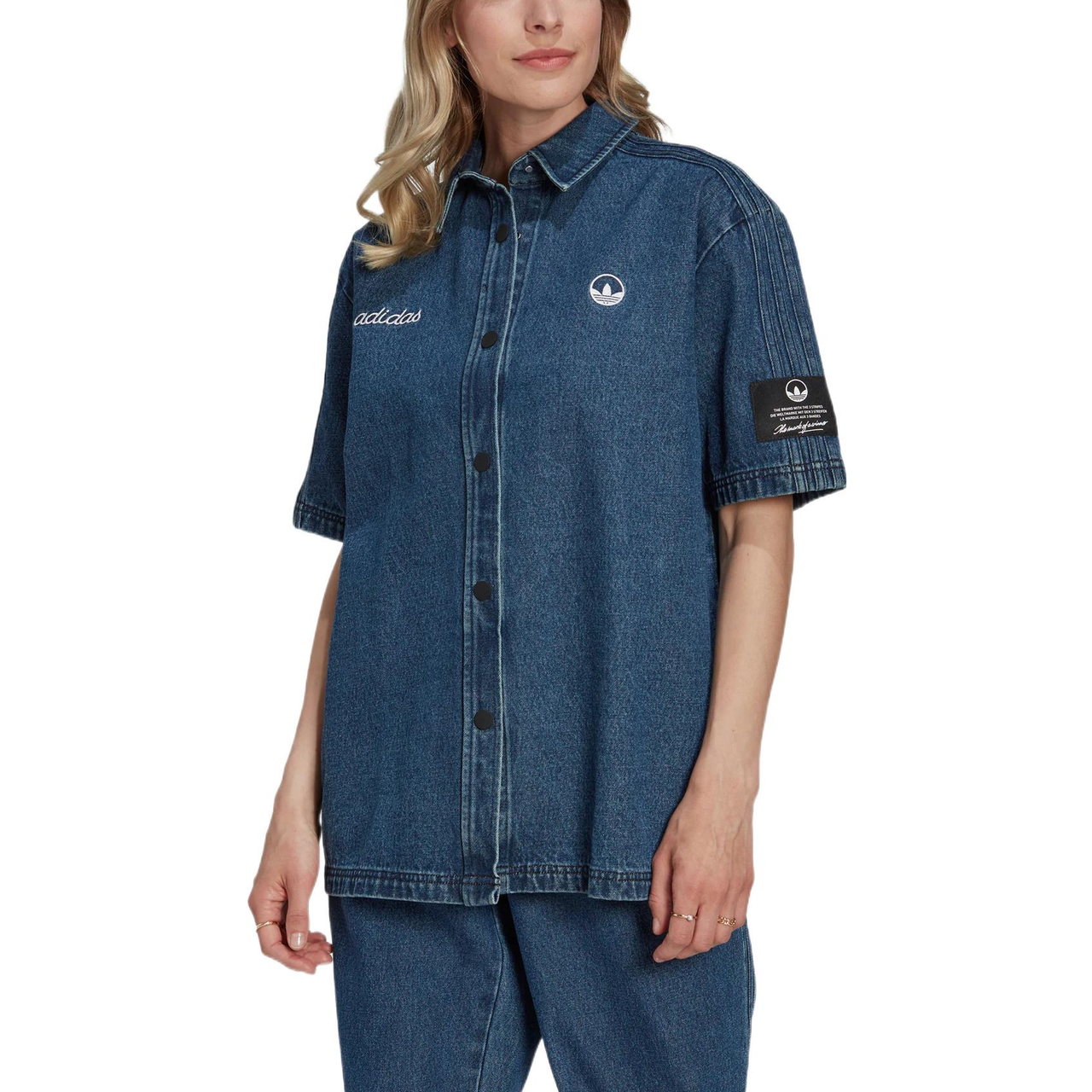 (WMNS) adidas Denim Shirt 'Navy' HL9059