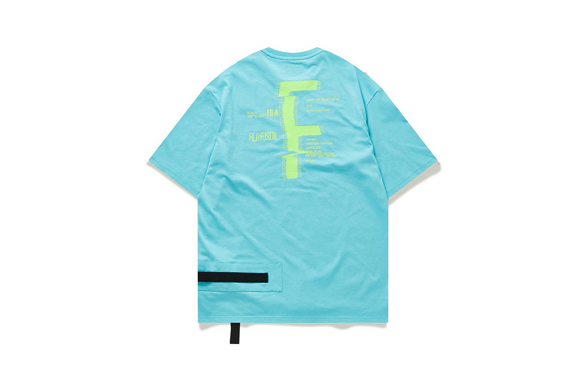 FILA FUSION Alphabet Logo Printing Knit Short Sleeve Sky Blue T11M023102F-LB