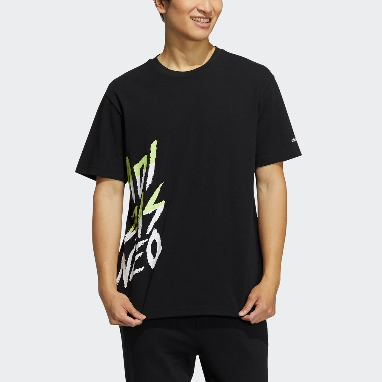 adidas neo M Logo Tee 2 Alphabet Printing Sports Short Sleeve Black HC3831