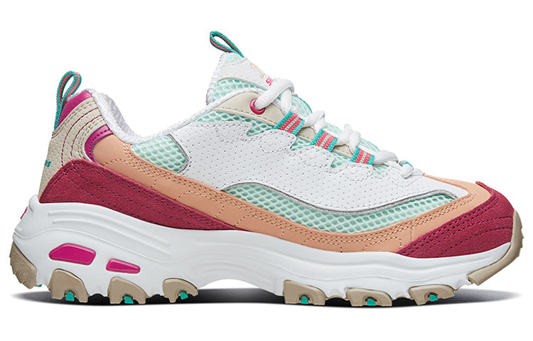 (WMNS) Skechers D'lites 2.0 Chance GS White/Green/Pink 13146-WMLT
