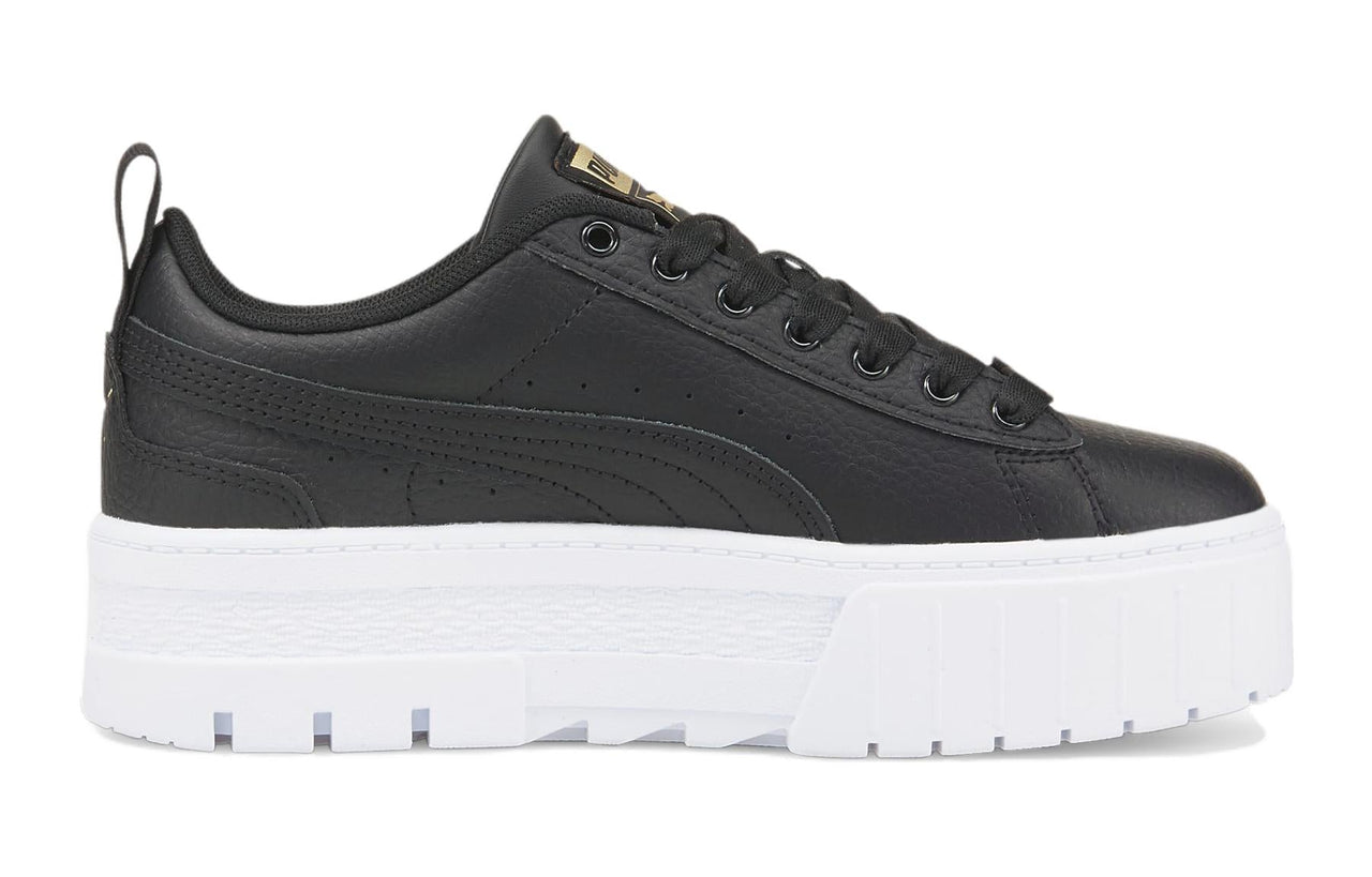 (GS) PUMA Mayze Leather 'Black Team Gold' 384527-02