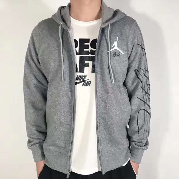 Men's Air Jordan logo Printing Zipper Gray AJ0447-091