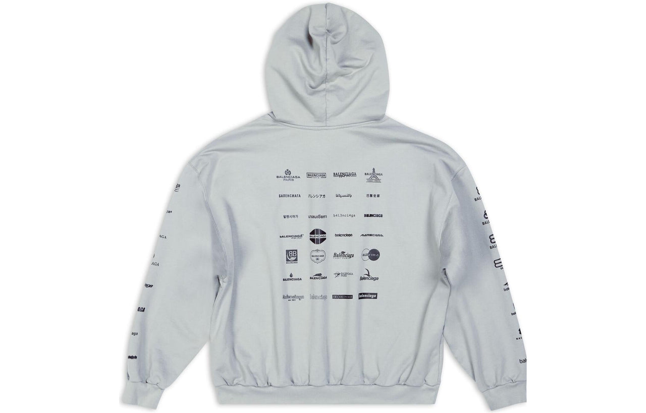 Balenciaga Archives Logos Hoodie 'Light Grey' 726241TNVQ81342