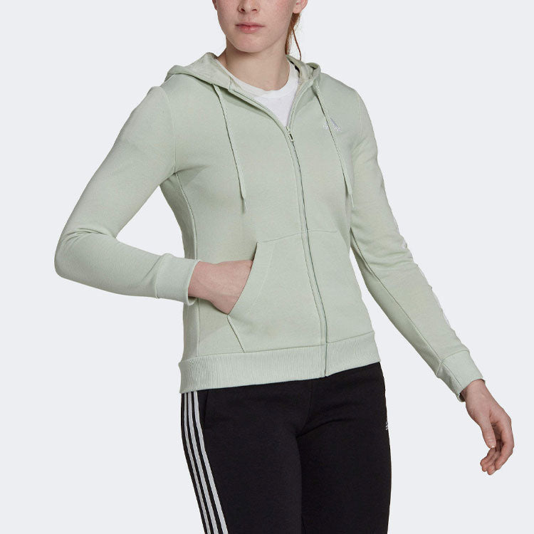 (WMNS) adidas Logo Full-Zip Hoodie 'Linen Green' HK9662