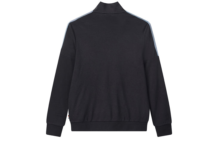 FILA Logo Contrast Color Stitching Knit Zipper Jacket Navy Blue F11M021501F-NV