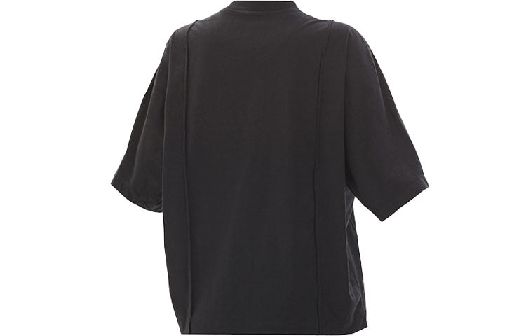(WMNS) Y-3 SS21 Solid Color Embroidered Logo Round Neck Casual Short Sleeve Black T-Shirt GK4468