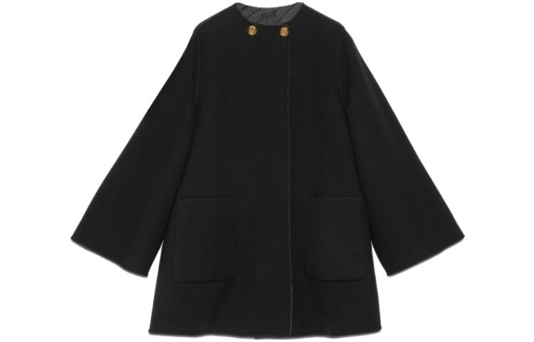 (WMNS) Gucci Reversible Diagonal G Wool Coat 'Black' 746532-ZANAX-1189