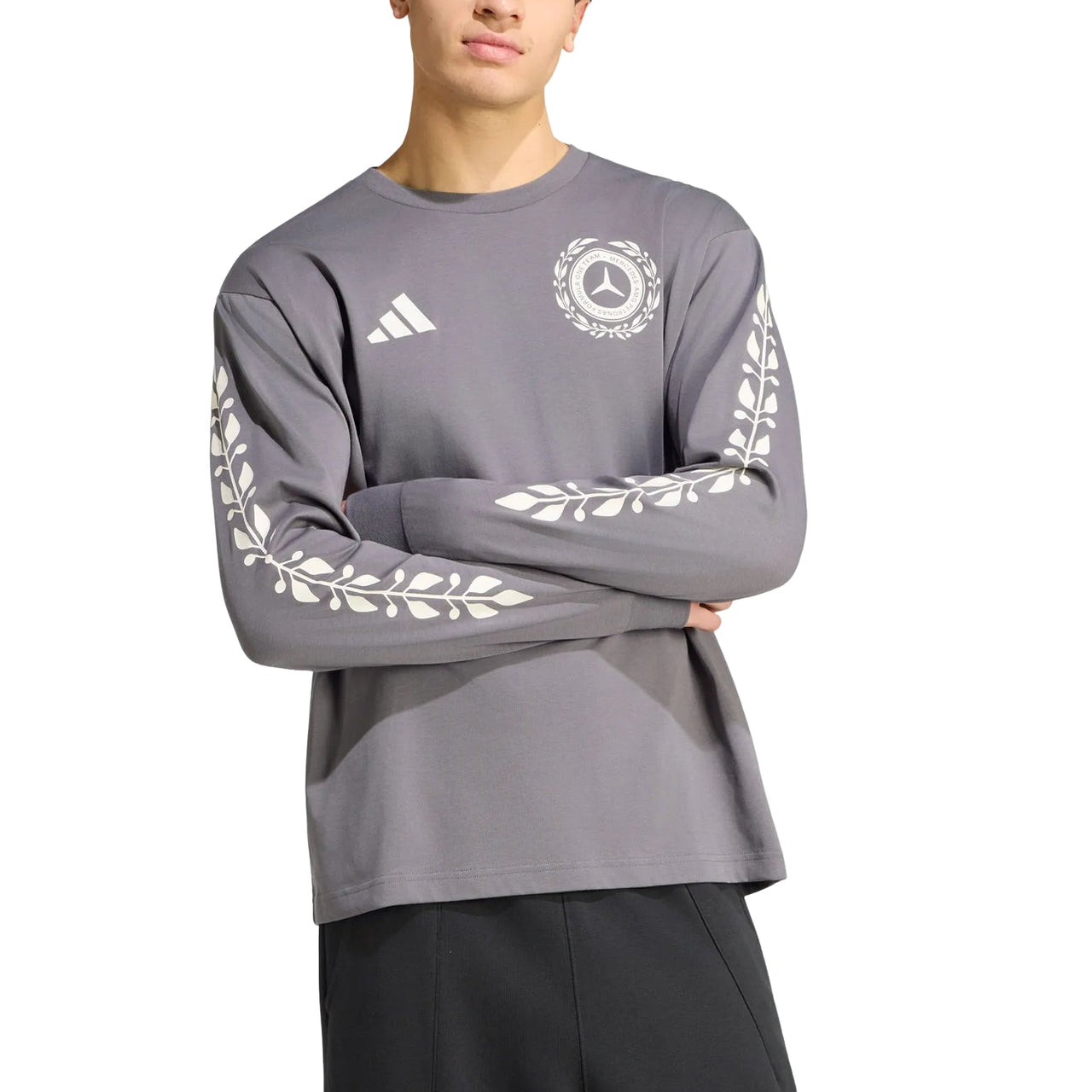 adidas x Mercedes AMG Petronas Formula 1 Team Silver Arrows Long Sleeve T-Shirt Asia Sizing 'Granite' KS2240