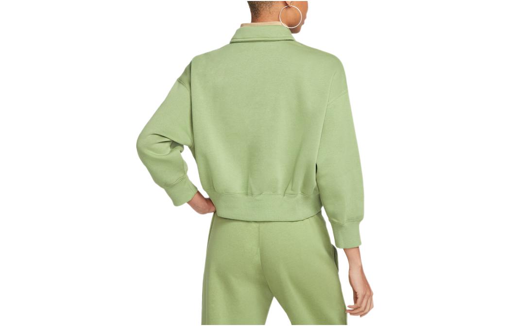 (WMNS) Nike Sportswear Phoenix Fleece 3/4-Sleeve Crop Polo Sweatshirt 'Green' DQ5869-334