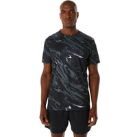 ASICS Suminagashi Motif Print Short Sleeve Top 'Black' 2031D775-001