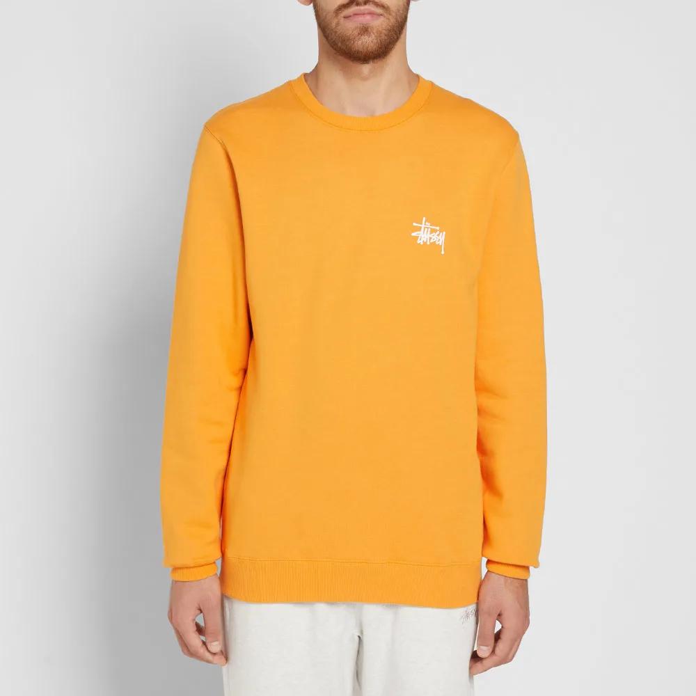 Stussy Unisex Basic Crew Logo Round-Neck Sweatshirt Orange/Yellow 1914105