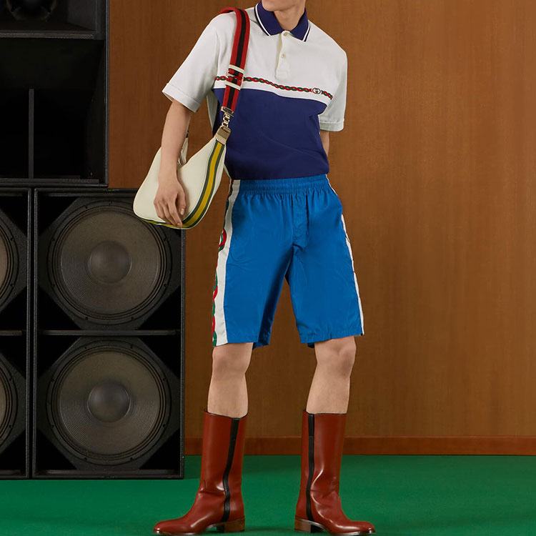 Gucci Cotton Jersey Polo With Interlocking G 'Blue White' 692143-XJD7E-9219