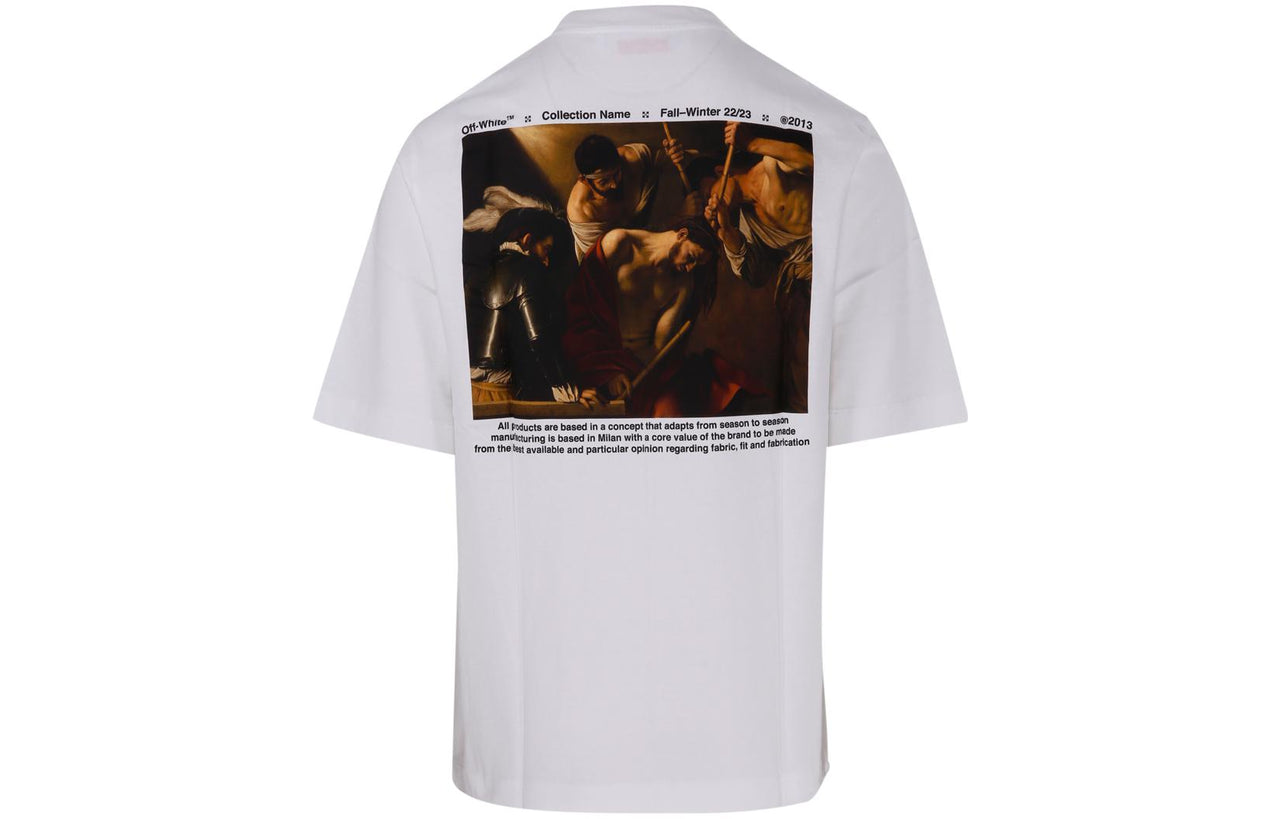 Off-White SS22 Alphabet Character Printing Short Sleeve White T-Shirt OMAA119C99JER0040110
