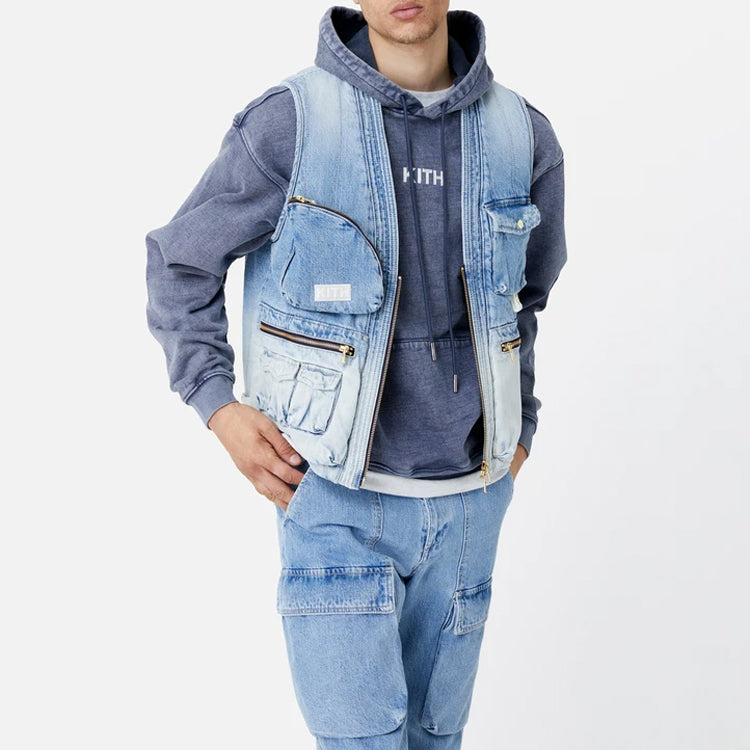 KITH Denim Quilted Tactical Vest 'Light Blue' KH1208-109