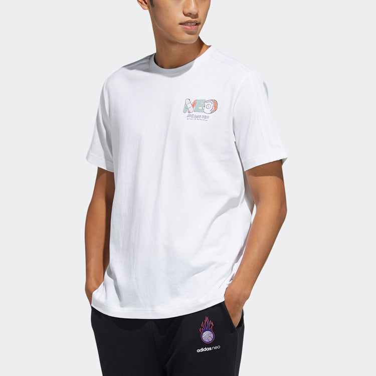adidas neo Printing Sports Round Neck Short Sleeve White GR6921