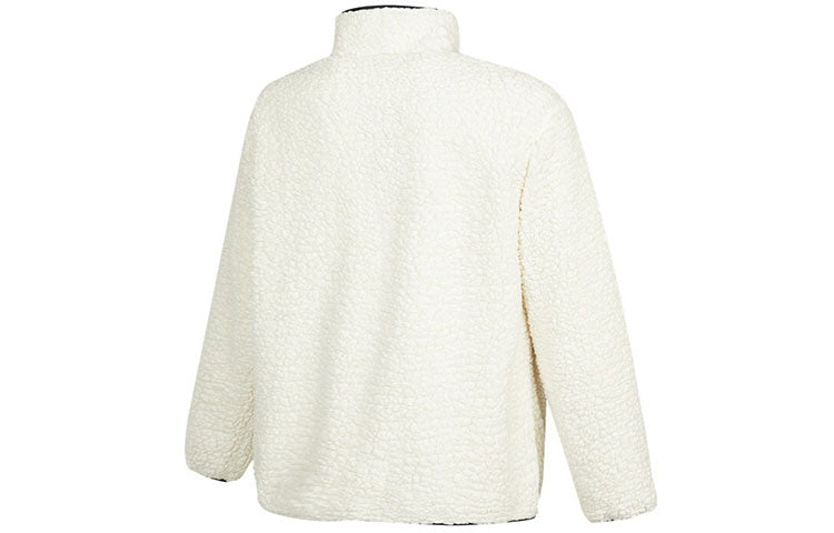Men's Converse Logo Half Zipper lamb's wool Stand Collar Jacket Creamy White 10023063-A03