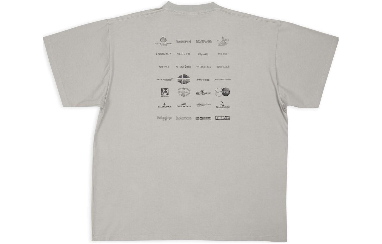 Balenciaga Archives Logos T-Shirt Oversized 'Light Grey' 712398TNVQ71342