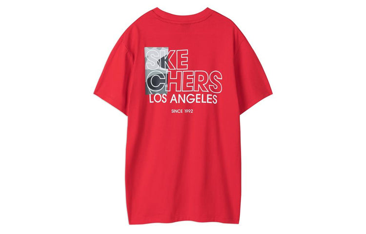 Men's Skechers Printing S Knit Short Sleeve Racing Red L220M164-001W