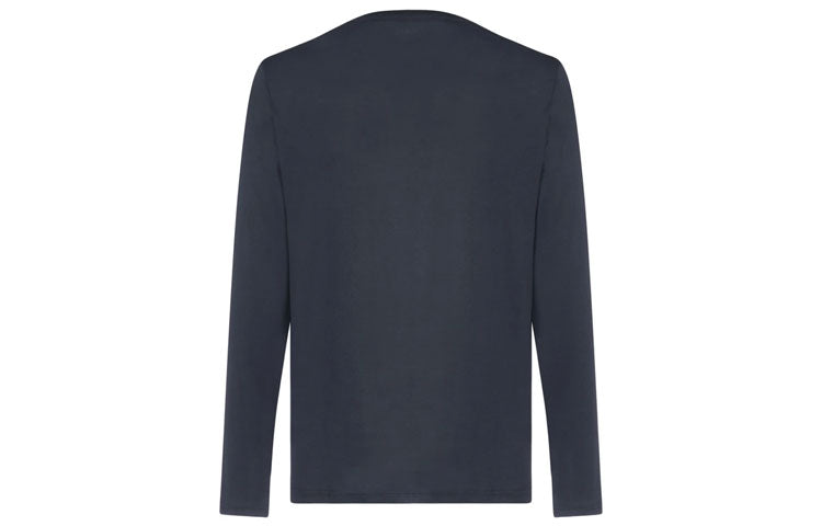 Men's DIOR Solid Color Printing Cotton Casual Round Neck Long Sleeves Navy Blue 043J611A0589-589