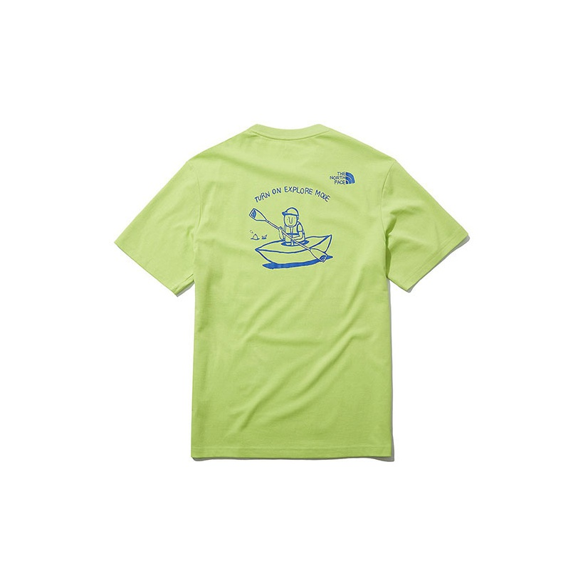 THE NORTH FACE Graffiti Character Small Logo Short Sleeve Couple Style Fluorescent Green NT7UL09C