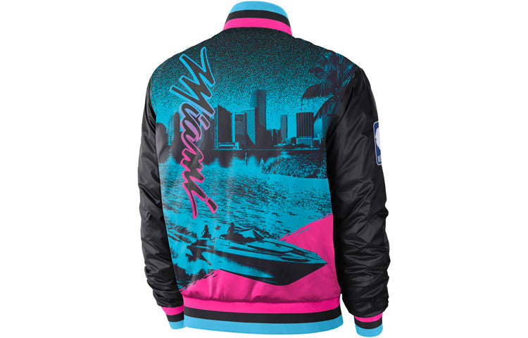 Nike Nba City Edition Courtside Miami Heat Casual Sports Logo Baseball Jacket For Men Black CN1443-010