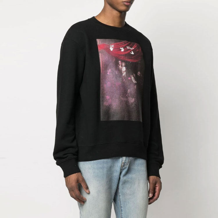 Off-White SS21 Arrows Pattern Printing Round Neck Long Sleeves Version Black OMBA025S21FLE0091001