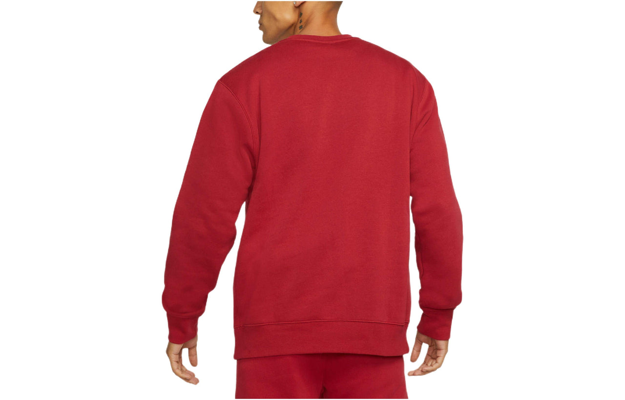 Nike Sportswear Club Solid Color Logo Embroidered Round Neck Long Sleeves Red BV2662-690