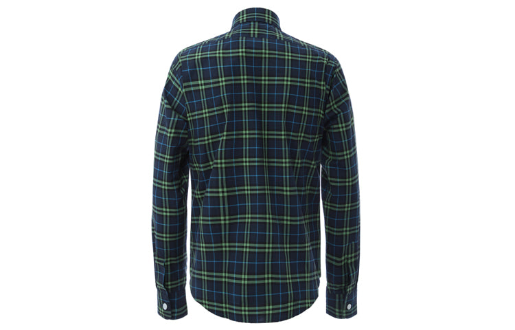 Men's Burberry Plaid Long Sleeves Shirt Blue Green Plaid 80010131
