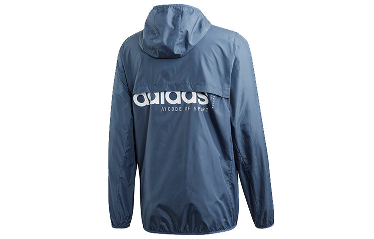 adidas Casual Sports hooded Windproof Woven Jacket Blue EI5587