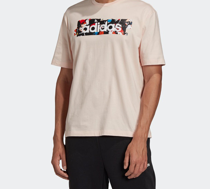 adidas box logo Pattern Printing Short Sleeve Creamy White GL2223