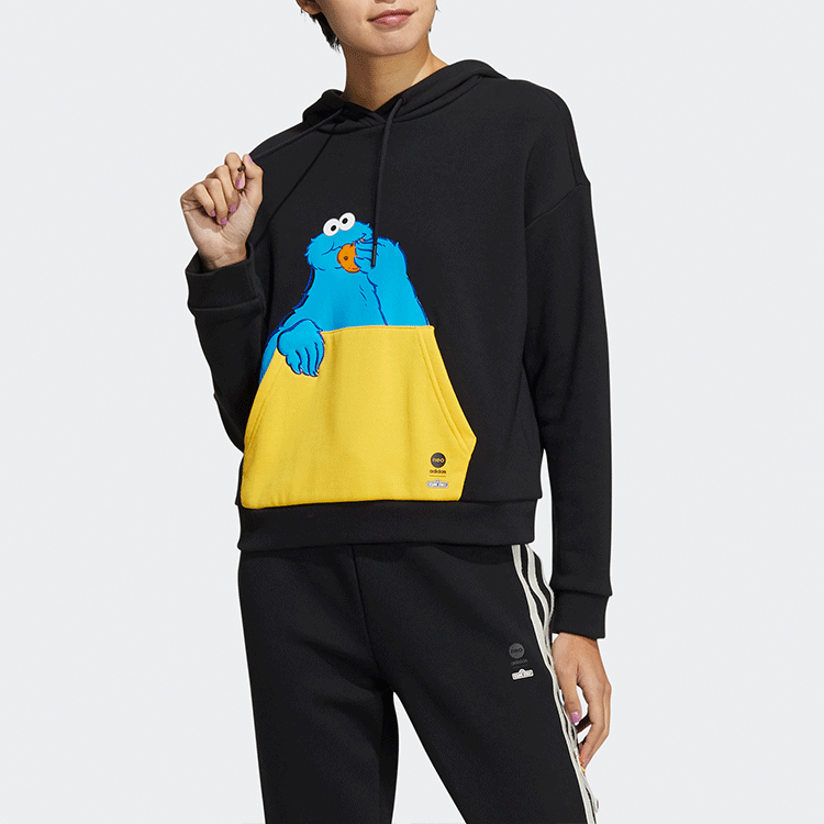 (WMNS) adidas X Sesame Street Pocket Hoodie 'Black' HD7280