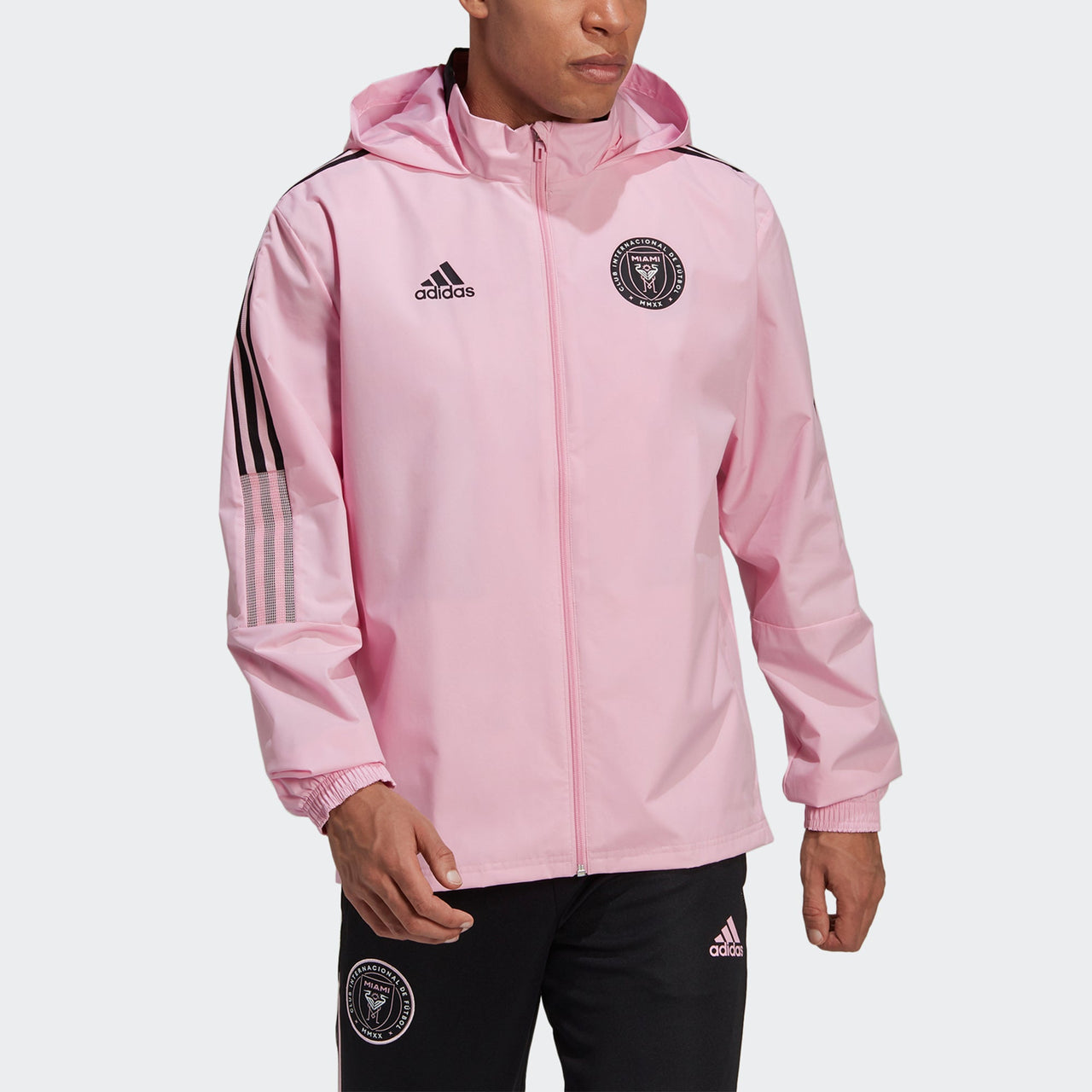 adidas Imcf Aw Jkt Miami International Team Logo Woven Soccer/Football Sports Hooded Jacket Pink GK9752