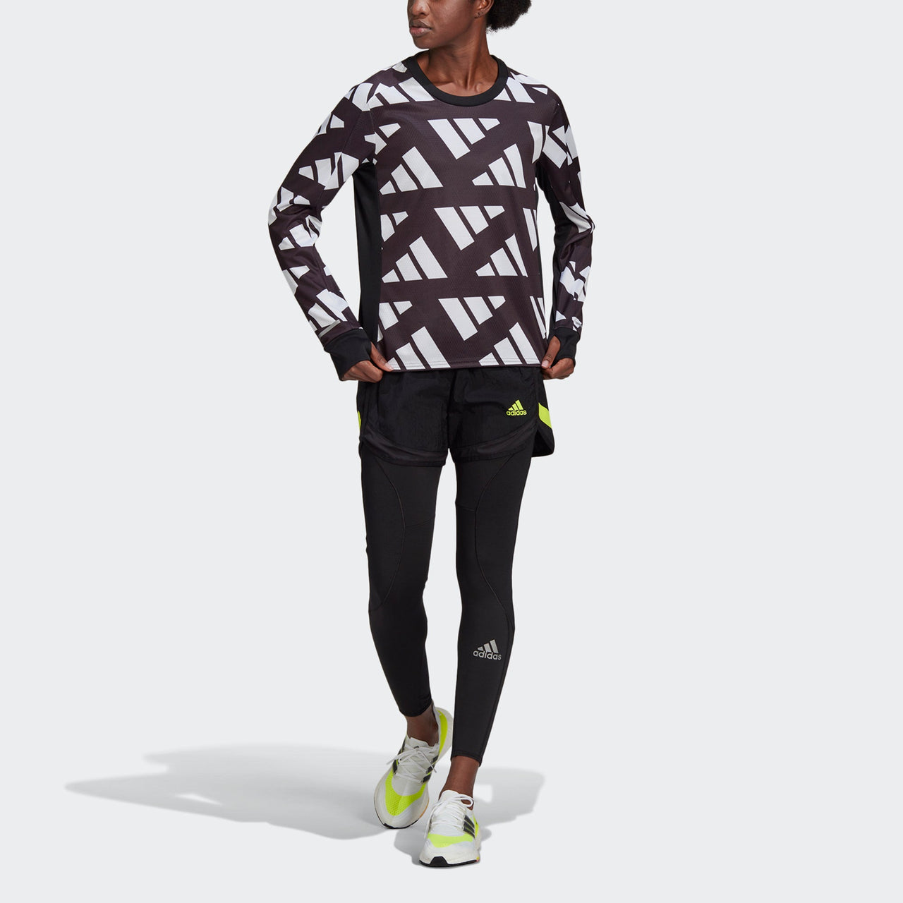 (WMNS) adidas Celeb Sweat W Contrasting Colors Logo Printing Reflective Running Sports Long Sleeves Black T-Shirt GK5091
