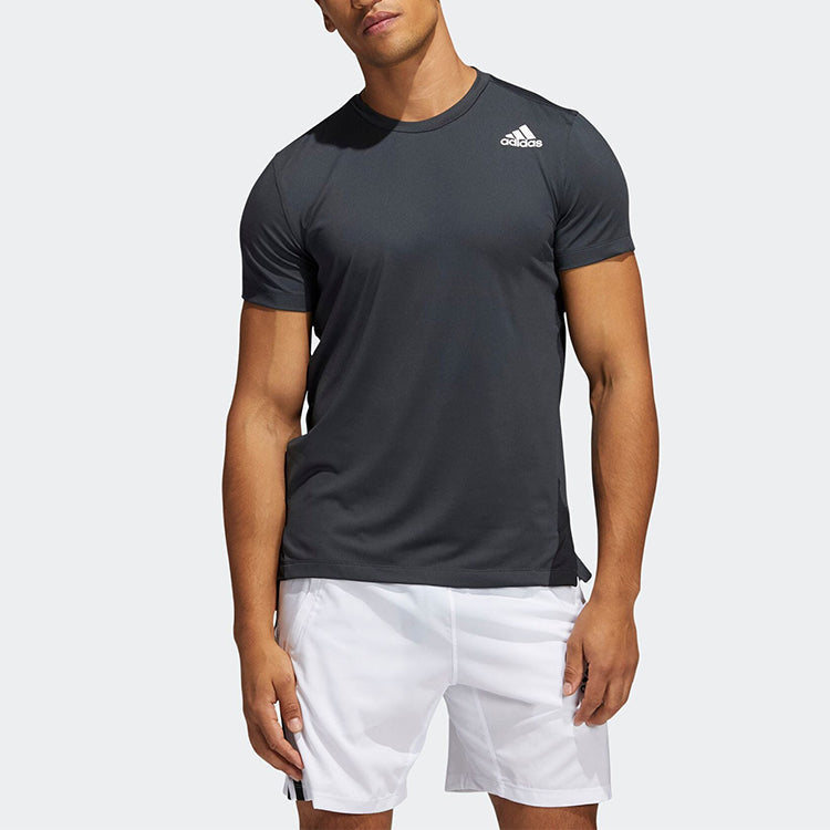 Men's adidas Colorblock Alphabet Logo Round Neck Pullover Sports Short Sleeve Japanese Version Gray T-Shirt H29180