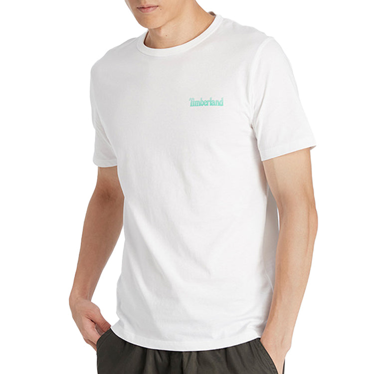 Men's Timberland Back Printing Short Sleeve Round Neck White A2B78100
