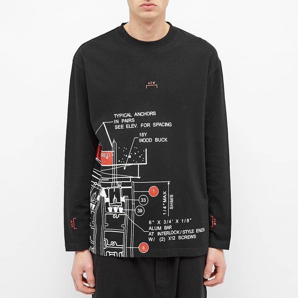 A-COLD-WALL* Long Sleeve Blueprint Tee Logo Tee ACWMTS004WHL-BK