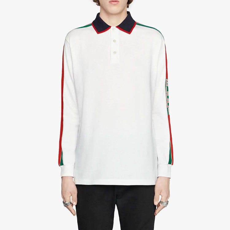 Gucci Cotton Jersey Polo With Gucci Stripe 'White' 545784-XJAG4-9061